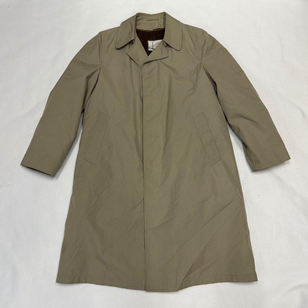 Raintamer Mens Tan Full Length Trench Coat Lined Style 60604 Size 40 Vintage‎
